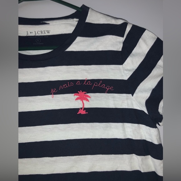 J.Crew Navy Striped Tee with Red Embroidery - Picture 7 of 7